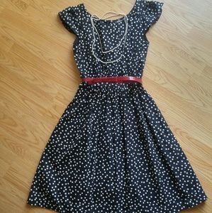 Modcloth Black/White Polka Dot Fit and Flare Dress